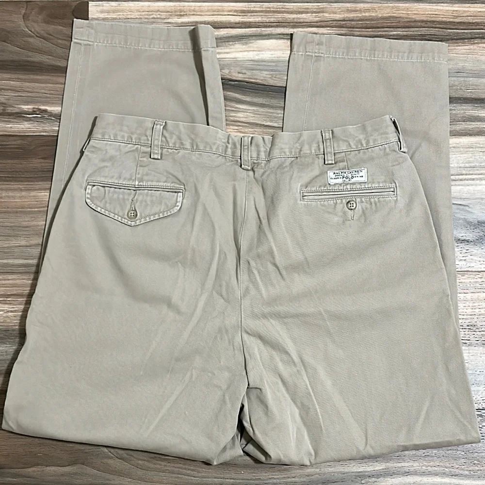 Polo Ralph Lauren Hammond Pants Mens Size 36x32 Straight Leg Khaki VINTAGE